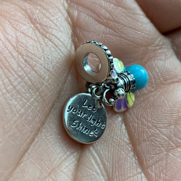 NWOT Glow in the Dark Firefly Dangle Charm 925 Sterling Silver Charm Bracelet - Picture 6 of 8